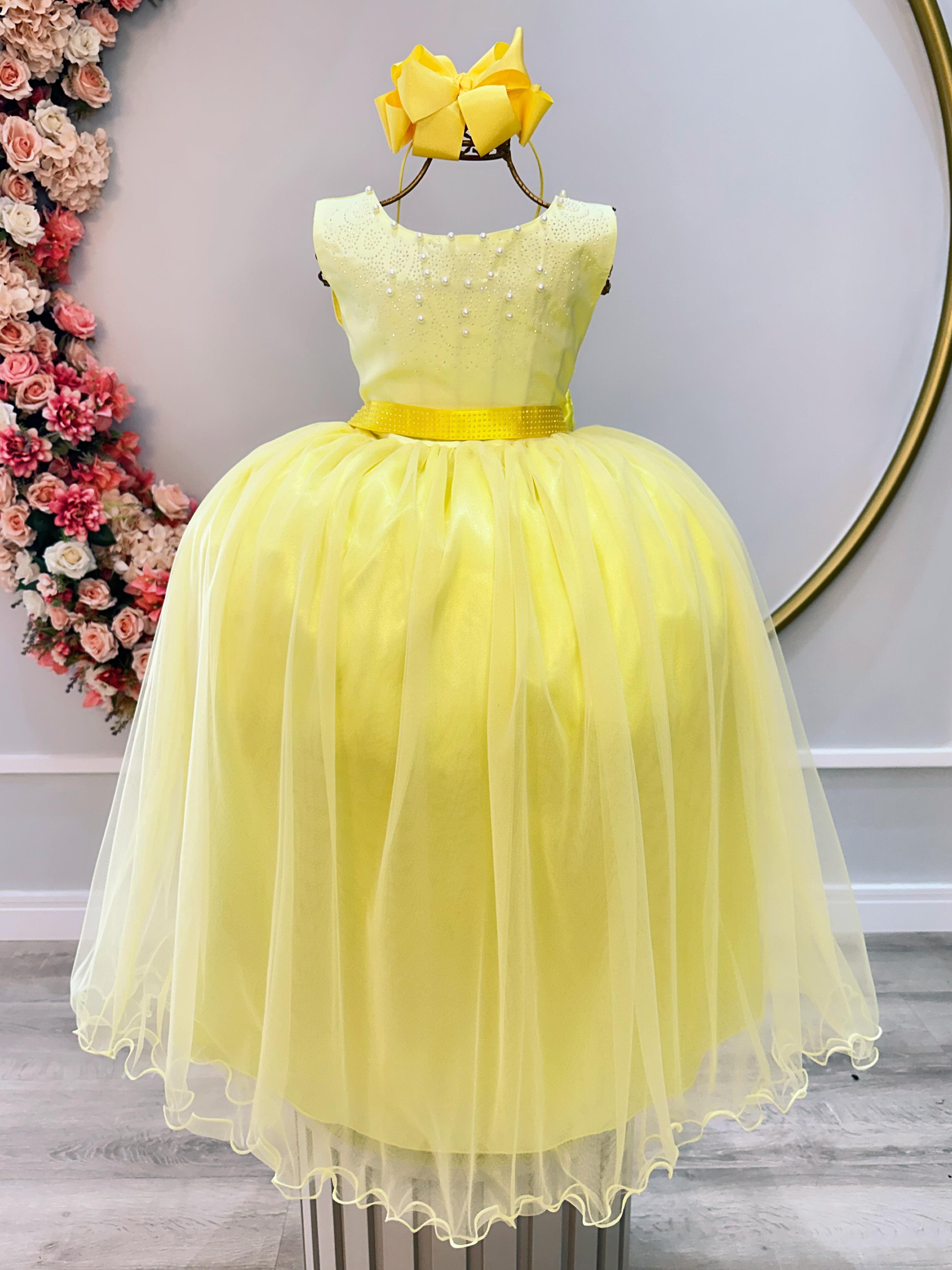 Vestido Festa Infantil Luxo Amarelo