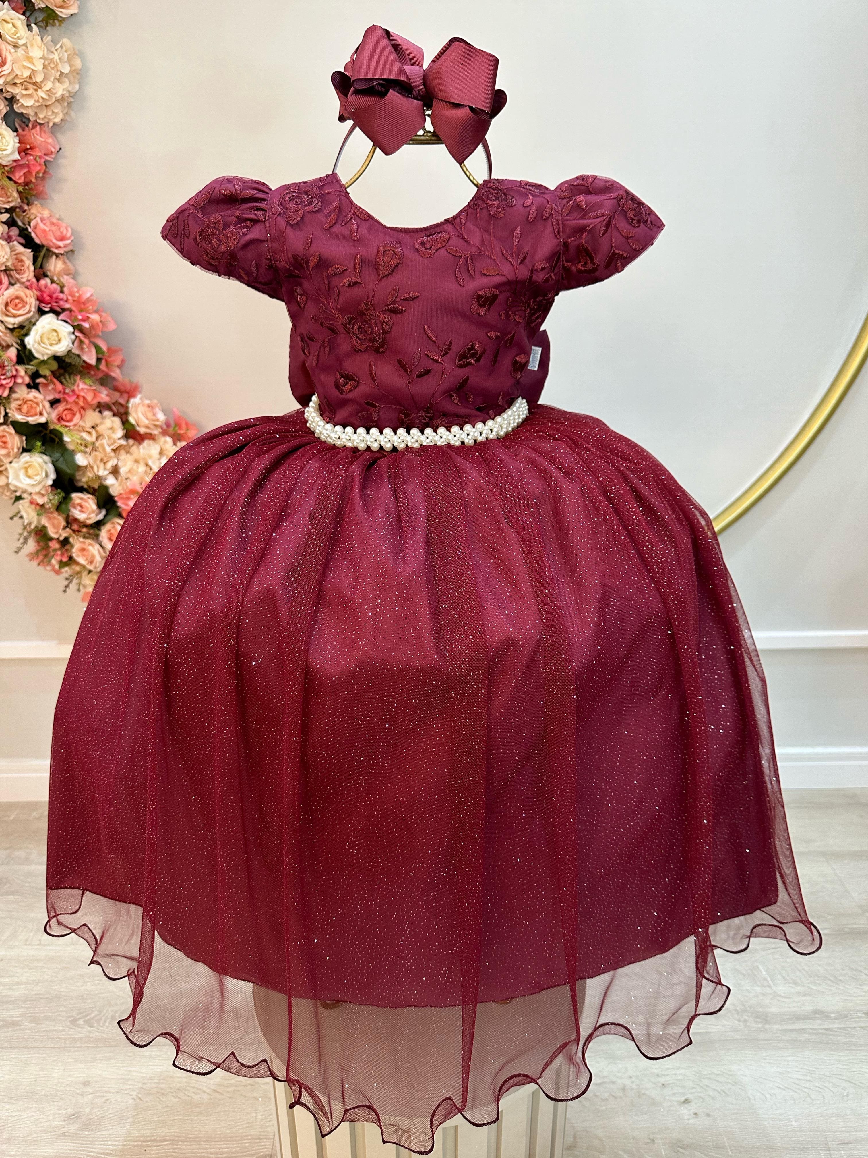 Vestido Festa Infantil Luxo Marsala