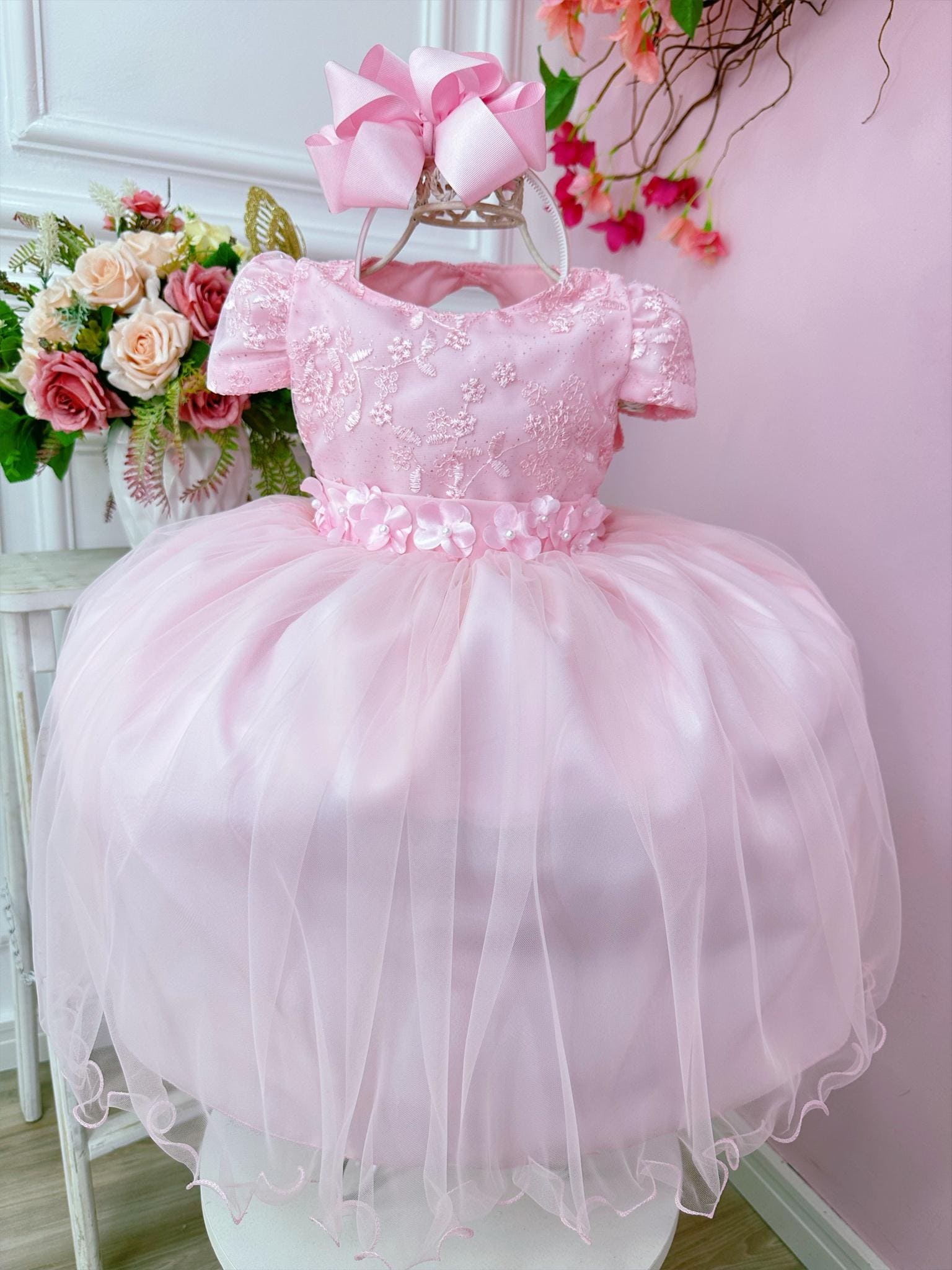 Vestido Festa Infantil Rosa Bebê