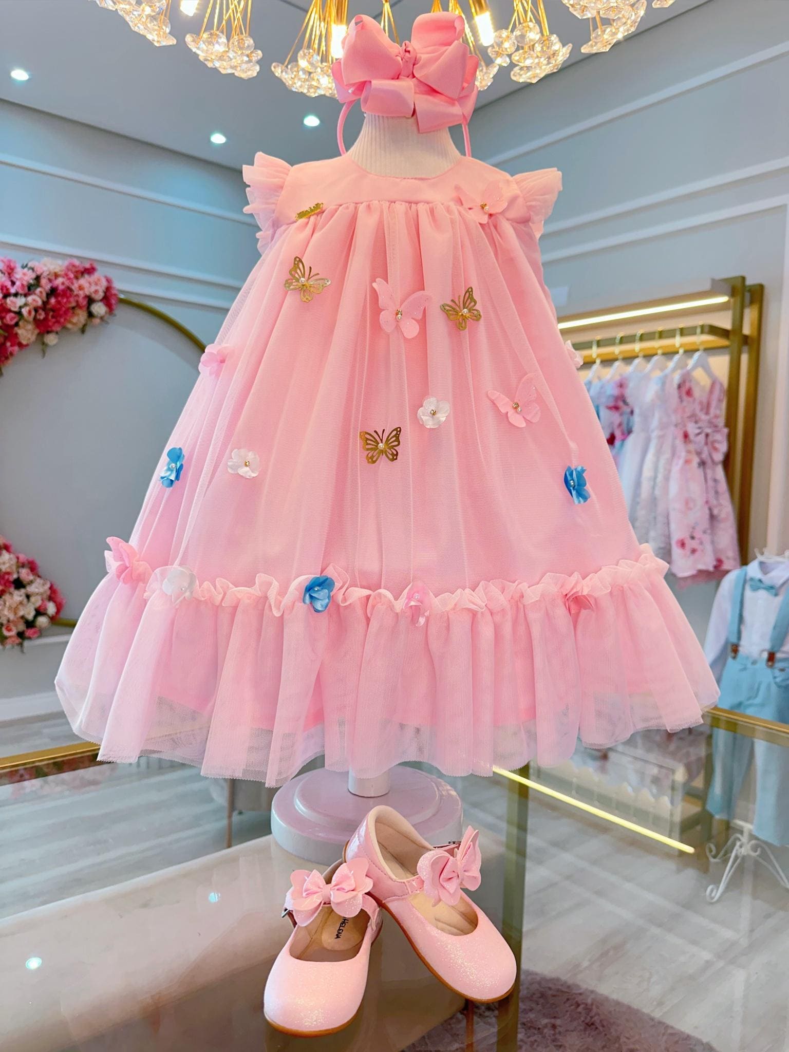 Vestido Festa Infantil Rosa Casual Chic