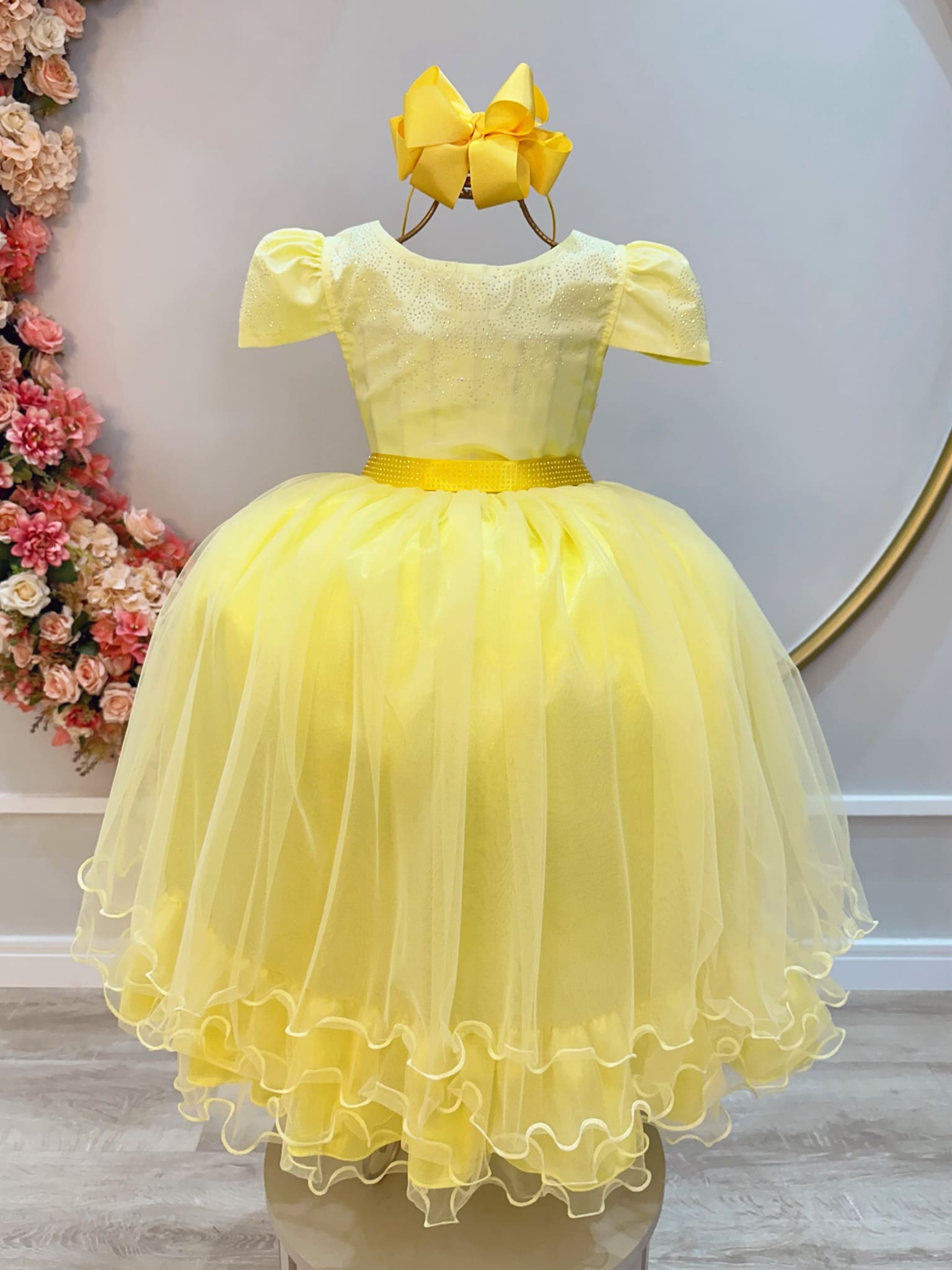 Vestido Infantil Amarelo Daminha Formatura