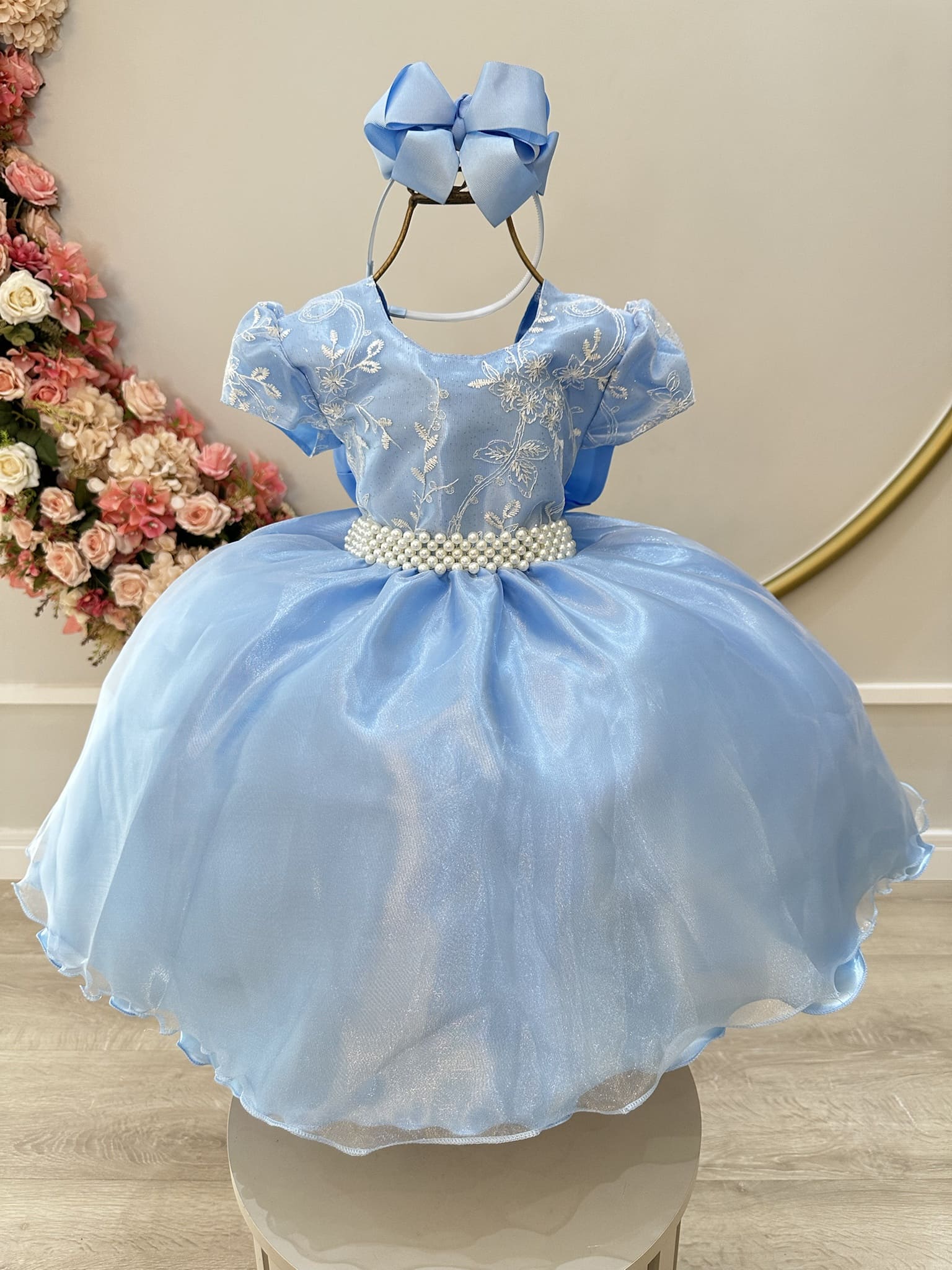 Vestido Infantil Azul Claro Formatura Moda Evangelica