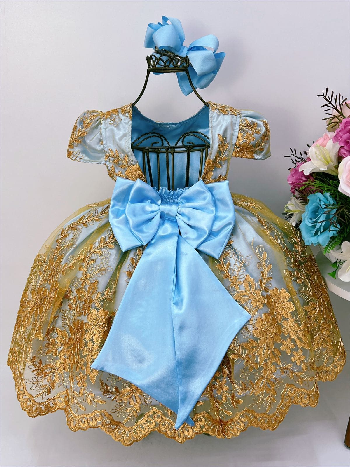Vestido Infantil Princesa Sofia Lilás C/ Cinto De Pérolas