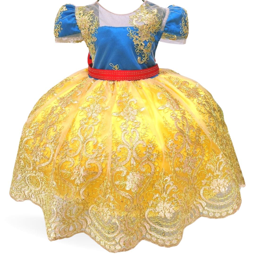 Vestido Infantil Compatível com Branca de Neve Luxo