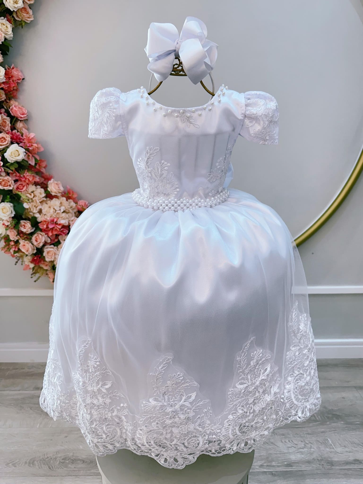 VESTIDO INFANTIL DAMAS DE HONRA CASAMENTO BRANCO LUXO REALEZA