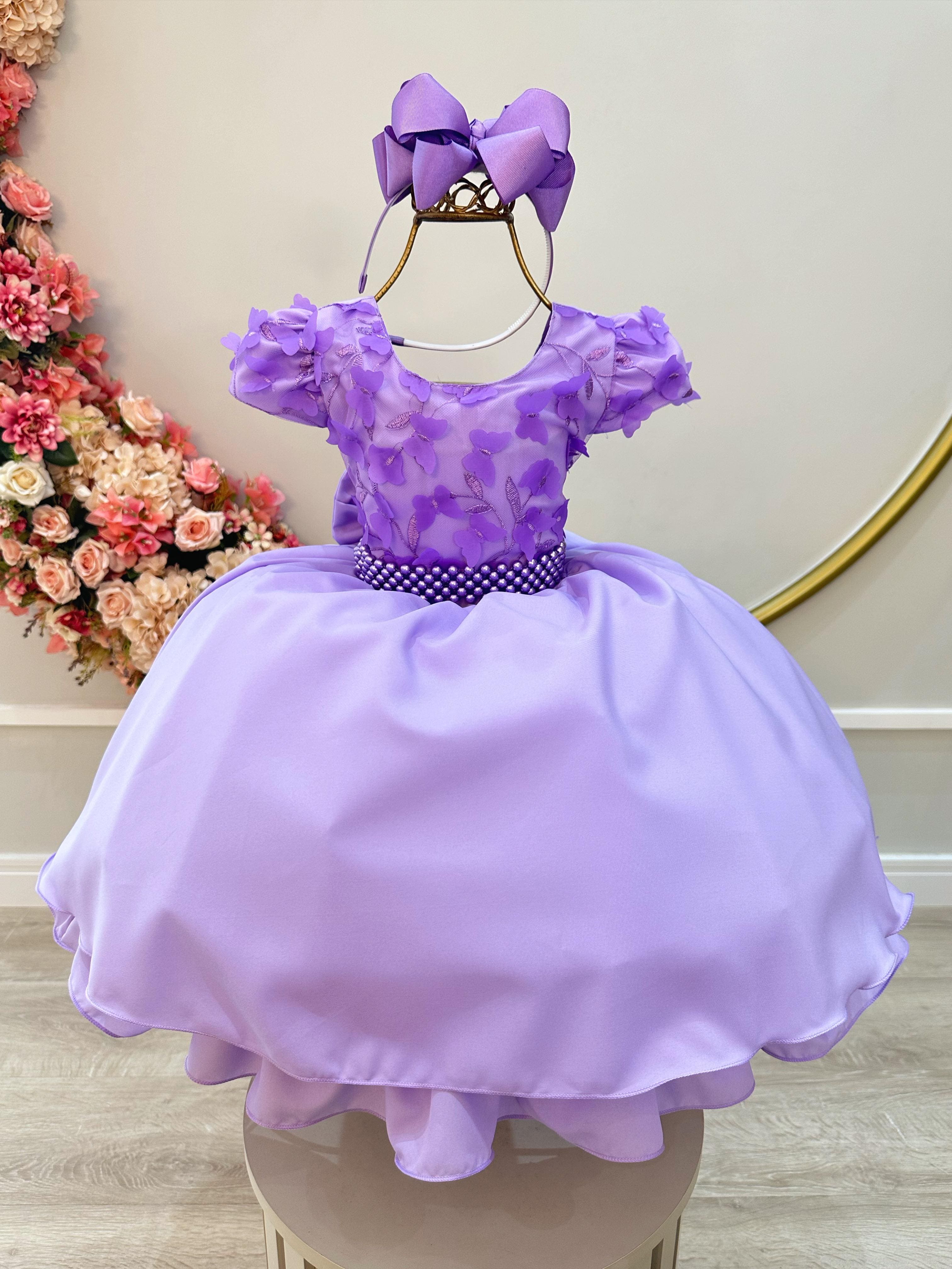 Vestido Infantil de Festa Lilas