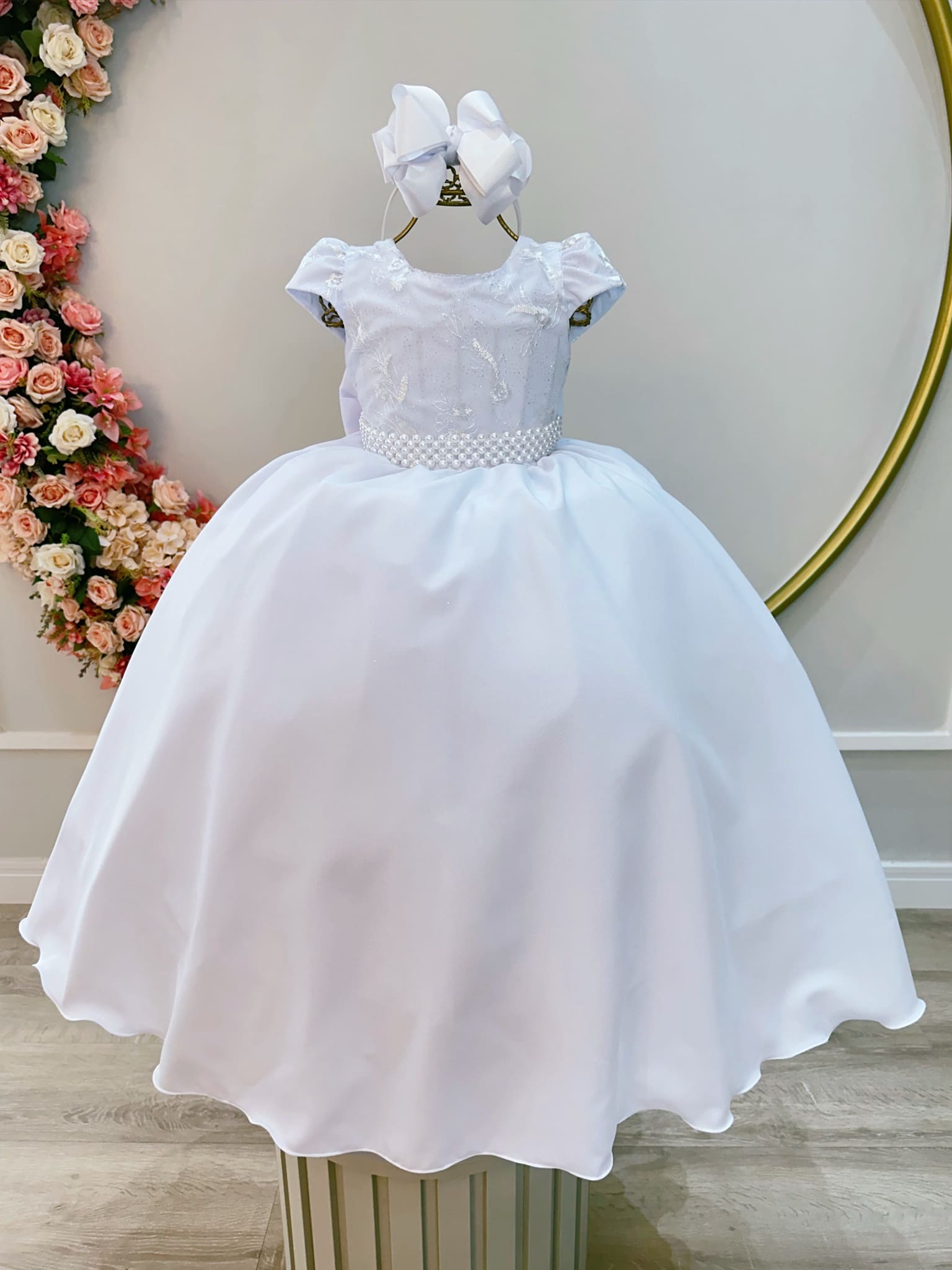 Vestido infantil de Festa Longo Branco