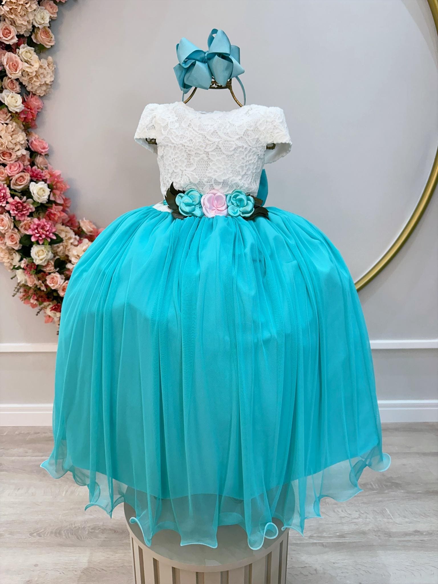 Vestido infantil de Festa Longo Off e Tiffany