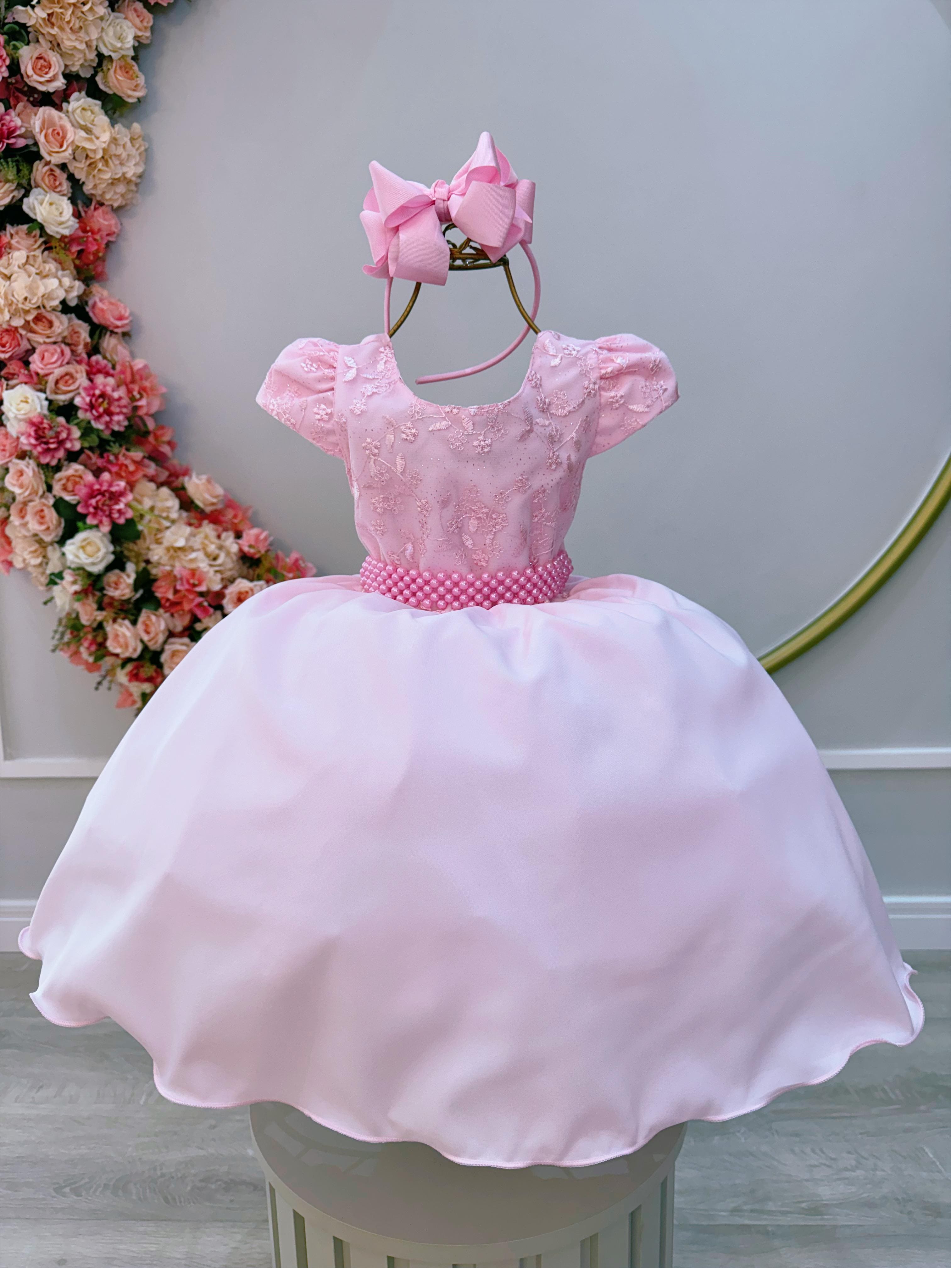 Vestido Infantil de Princesa Rosa