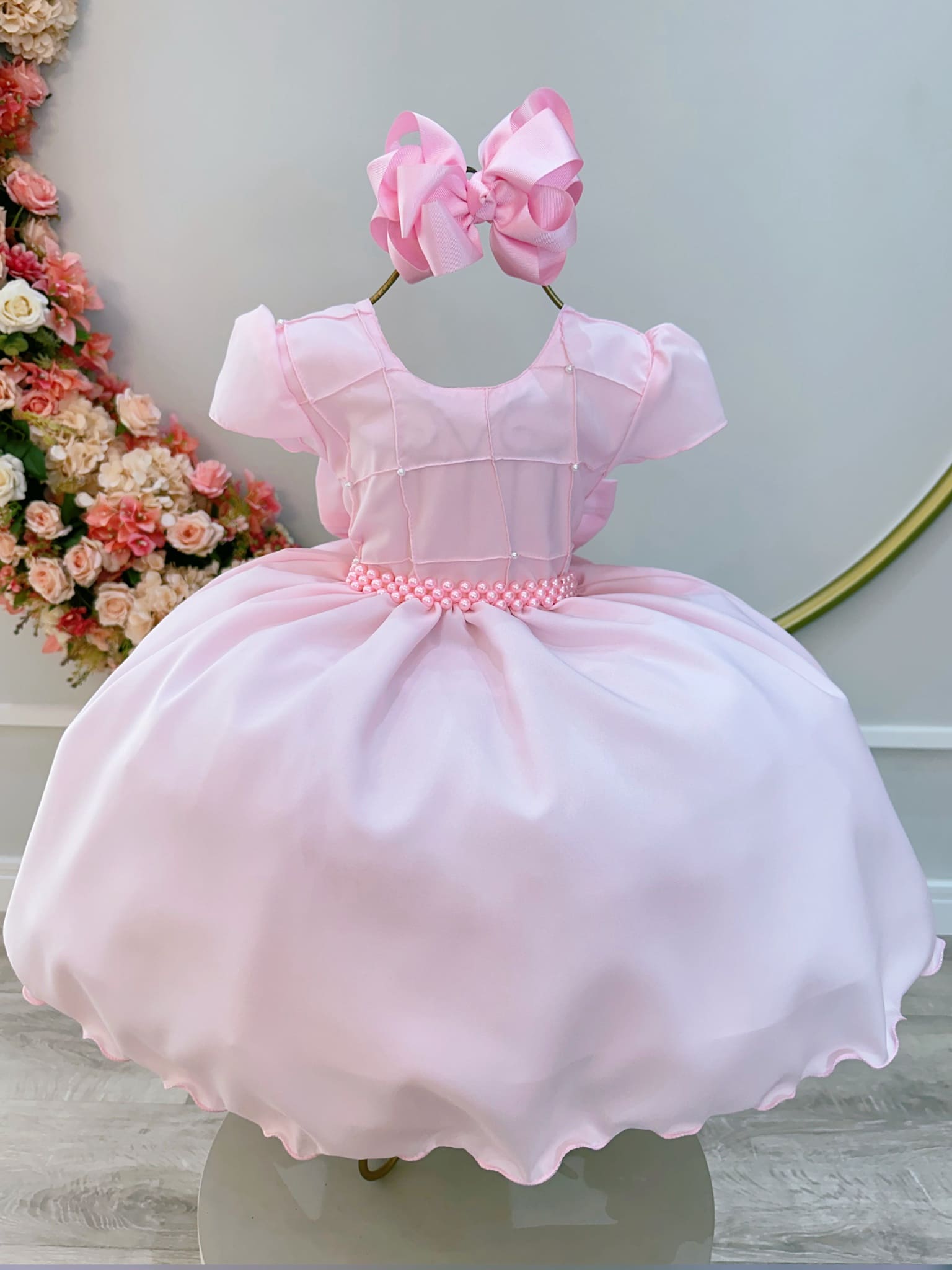 Vestido Infantil Floral Rosa Lindo