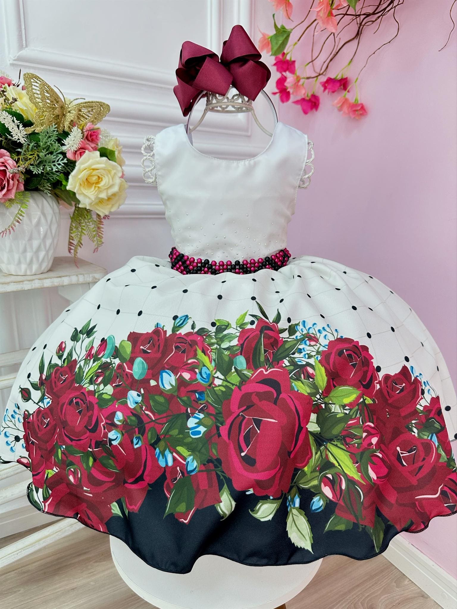 Vestido Infantil Floral Rosas