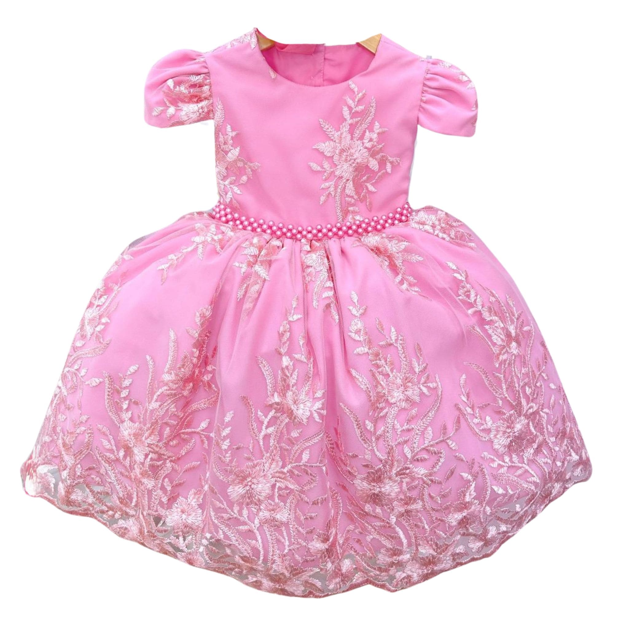Vestido Infantil Jardim das Borboletas Rosa