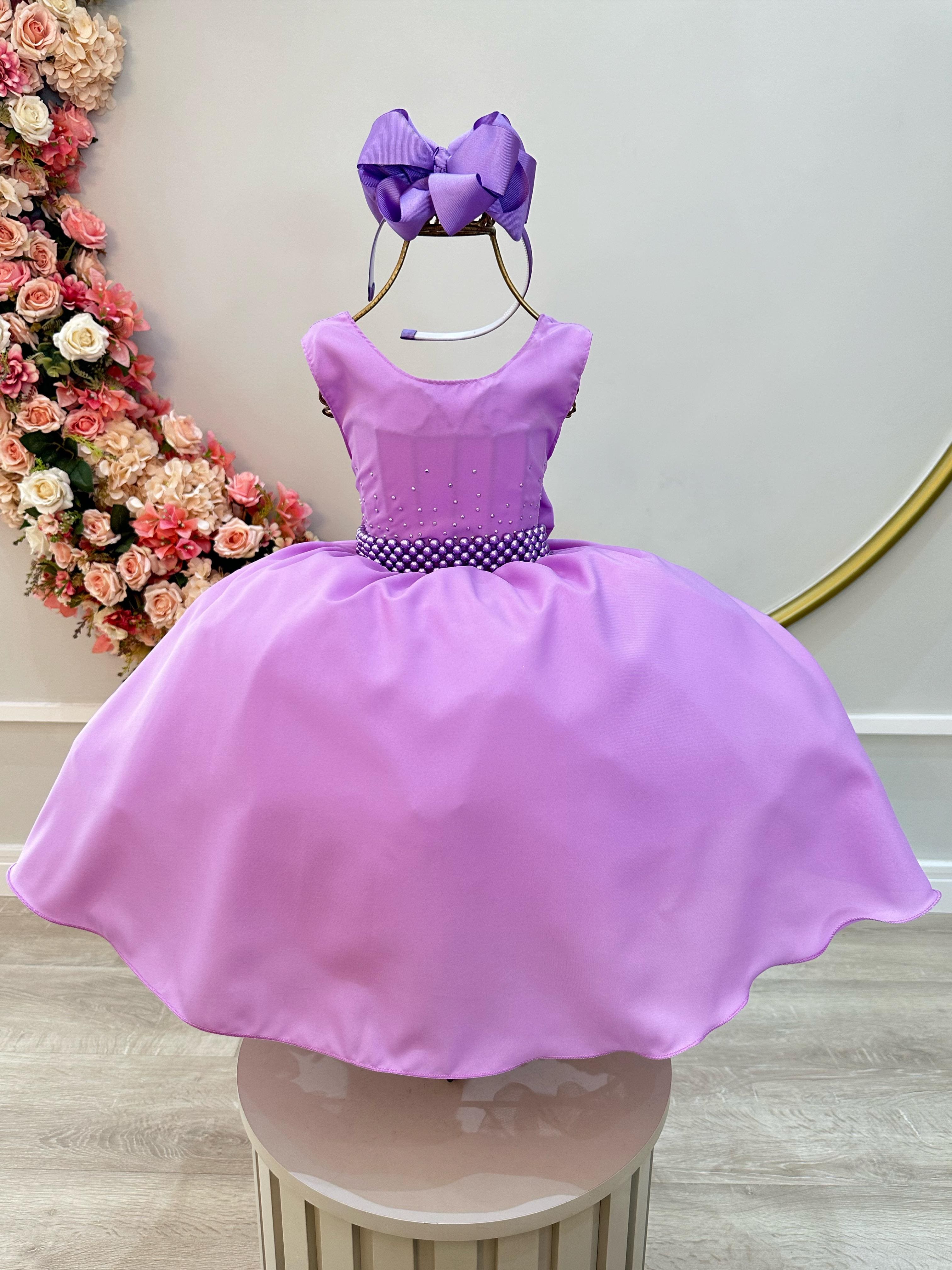 Vestido Infantil Lavanda Lilas Moda Evangelica