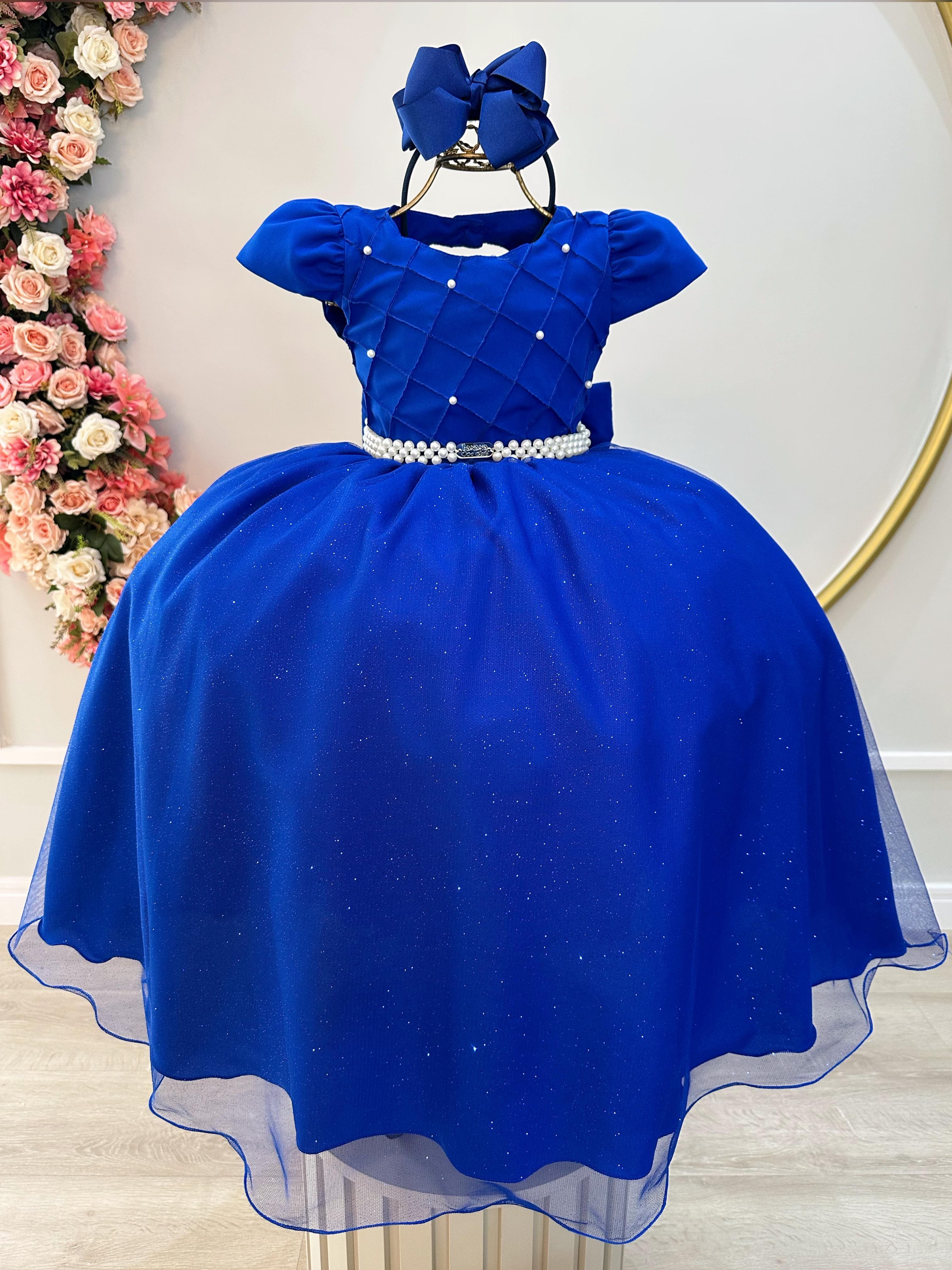 Vestido Infantil Longo Azul Royall