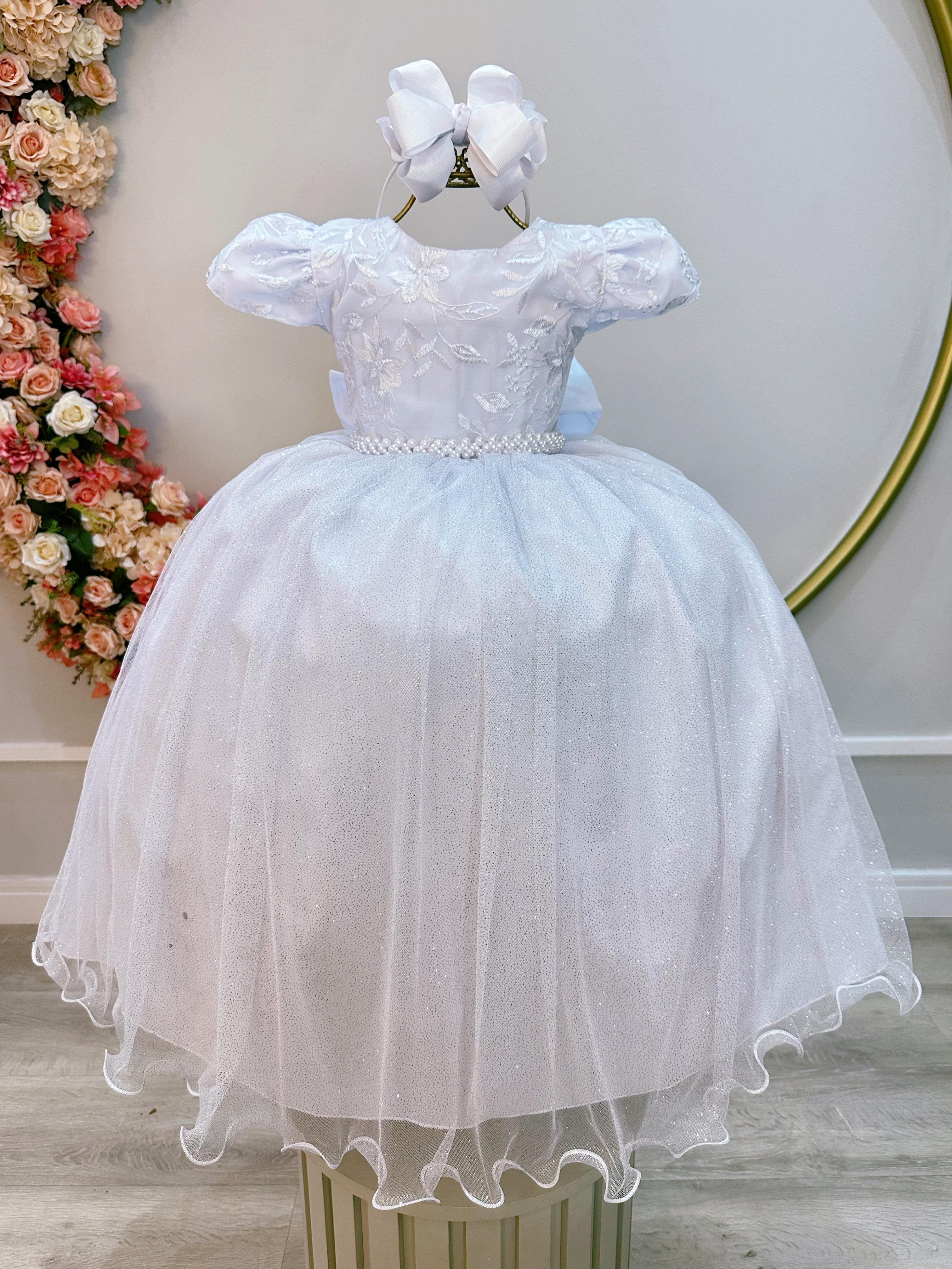 Vestido Infantil Longo Branco Luxo PROMOÇÂO