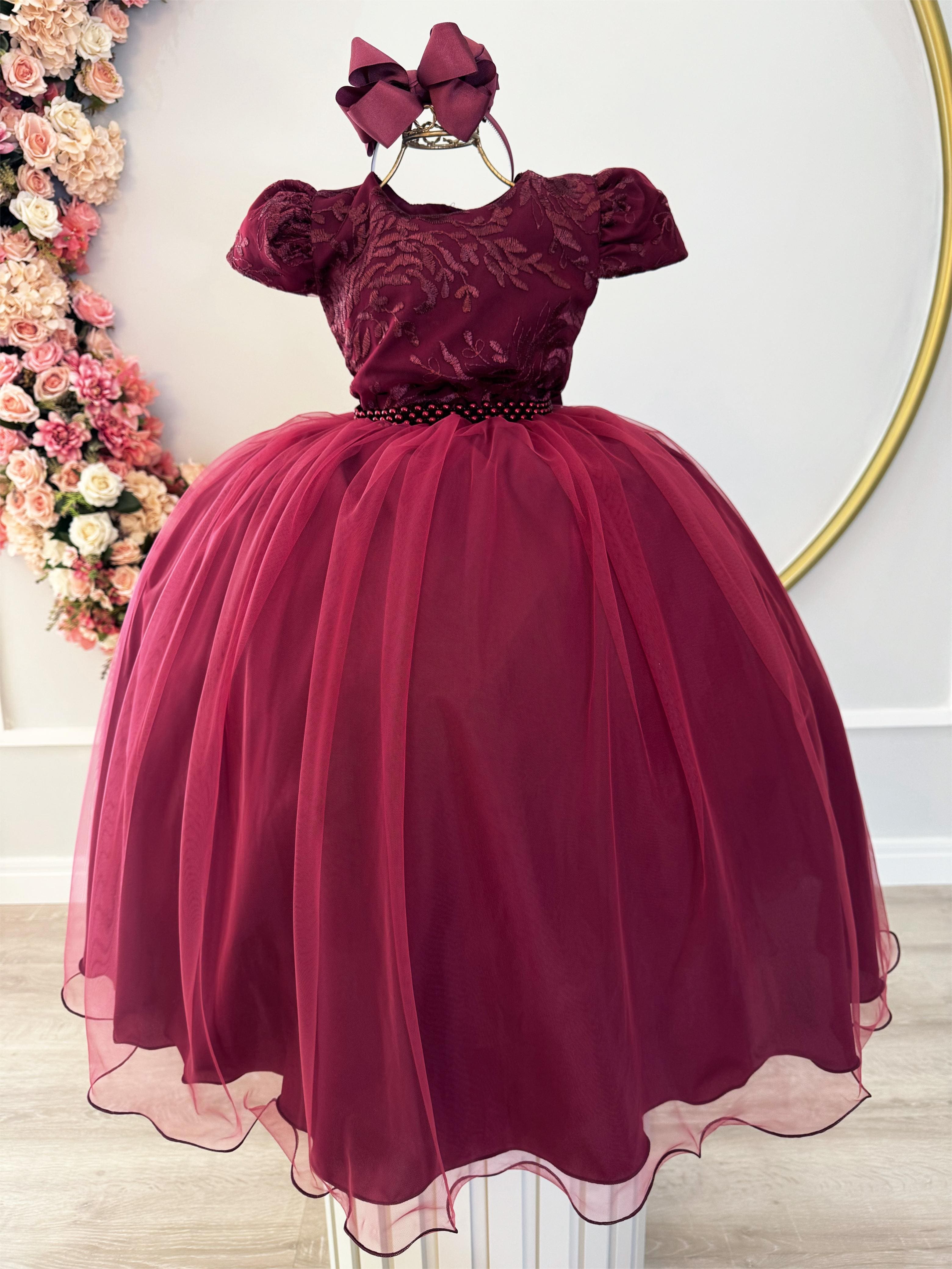 Vestido Infantil Longo de Festa Marsala