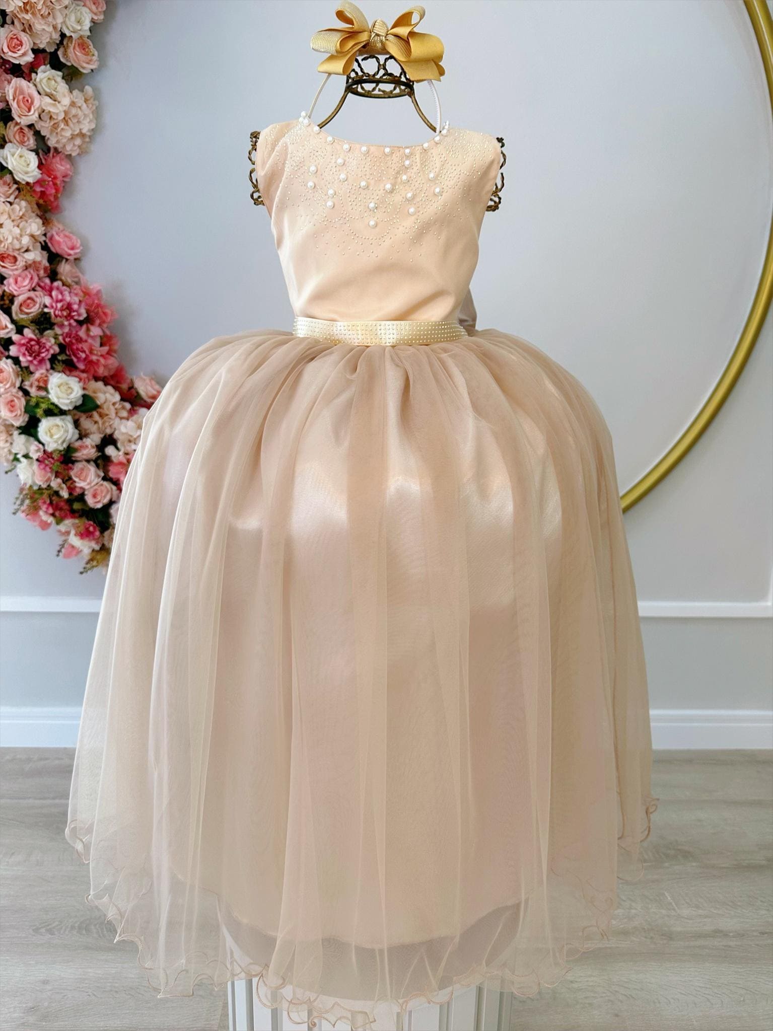 Vestido Infantil Longo Dourado