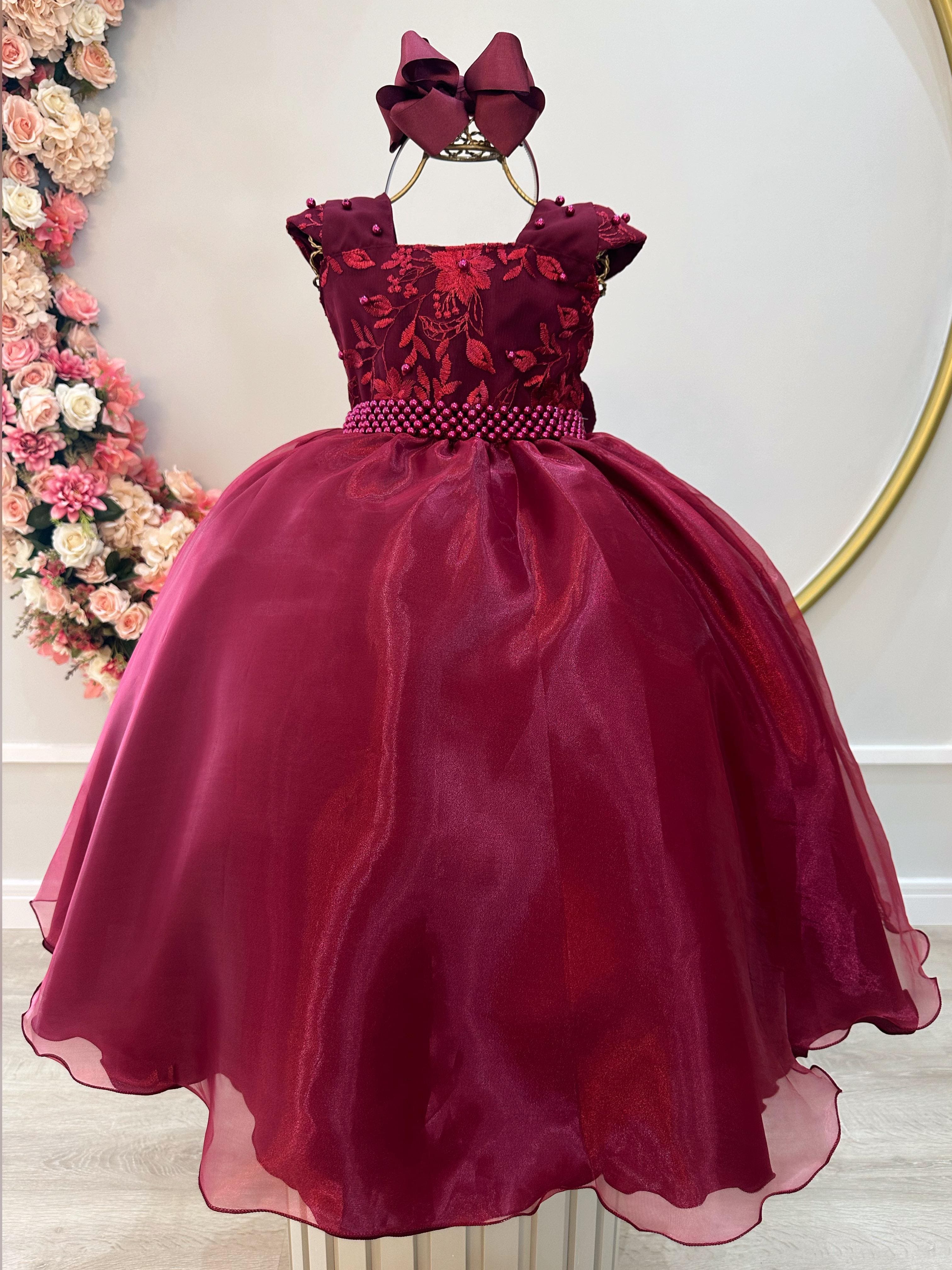 Vestido Infantil Longo Marsala Dama