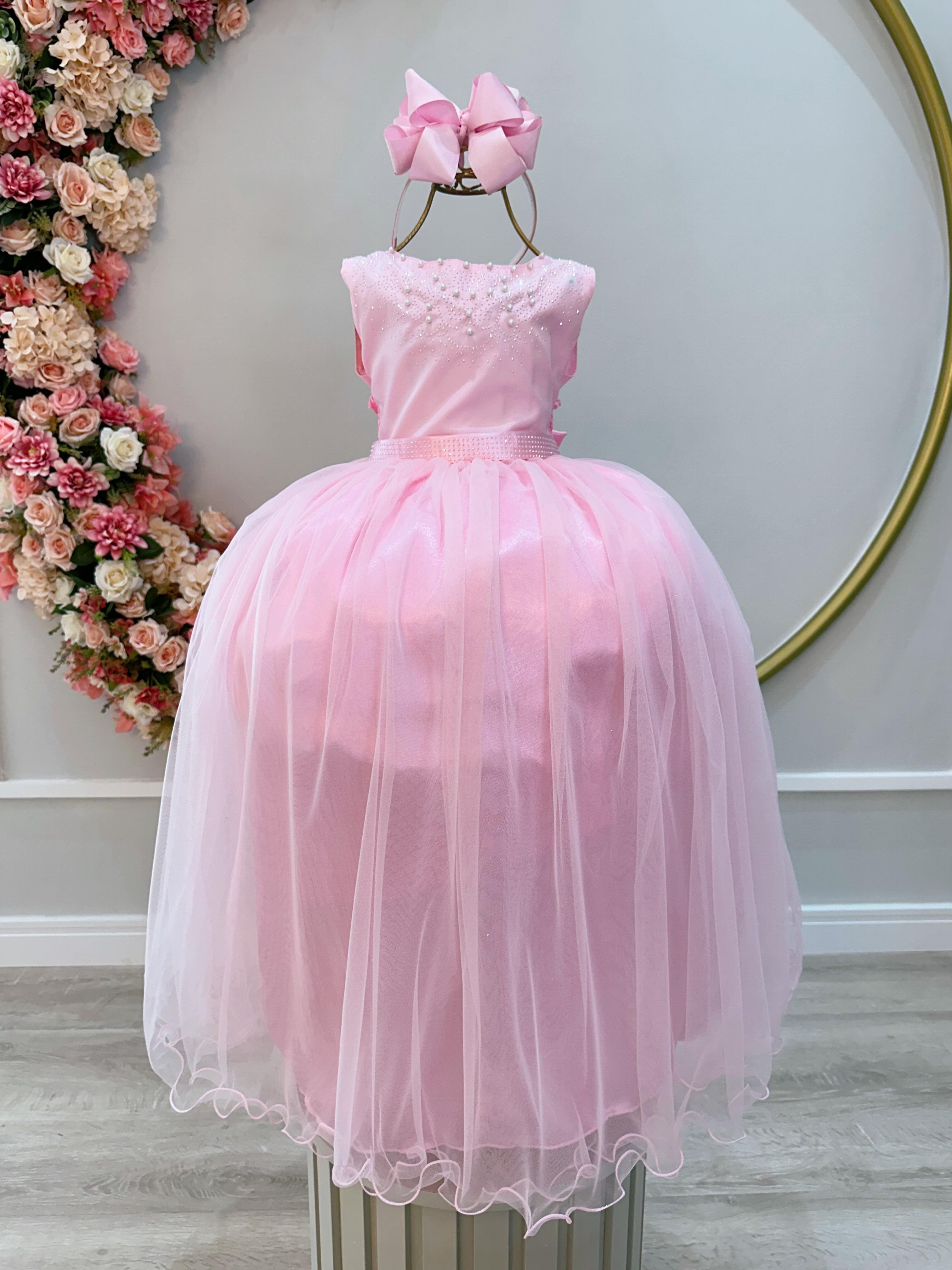 Vestido Infantil Menina Criança Rosa Longo