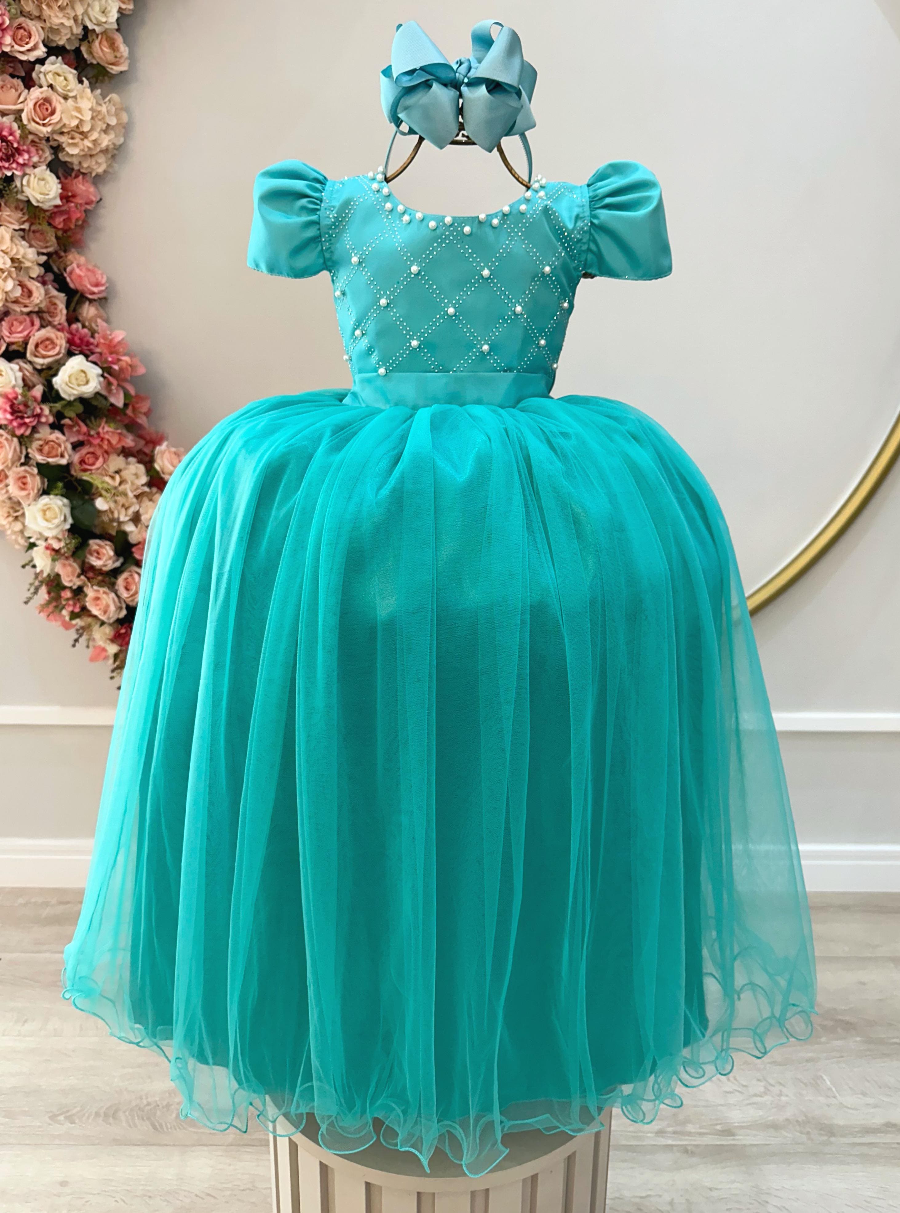 Vestido Infantil Menina Criança Verde Longo