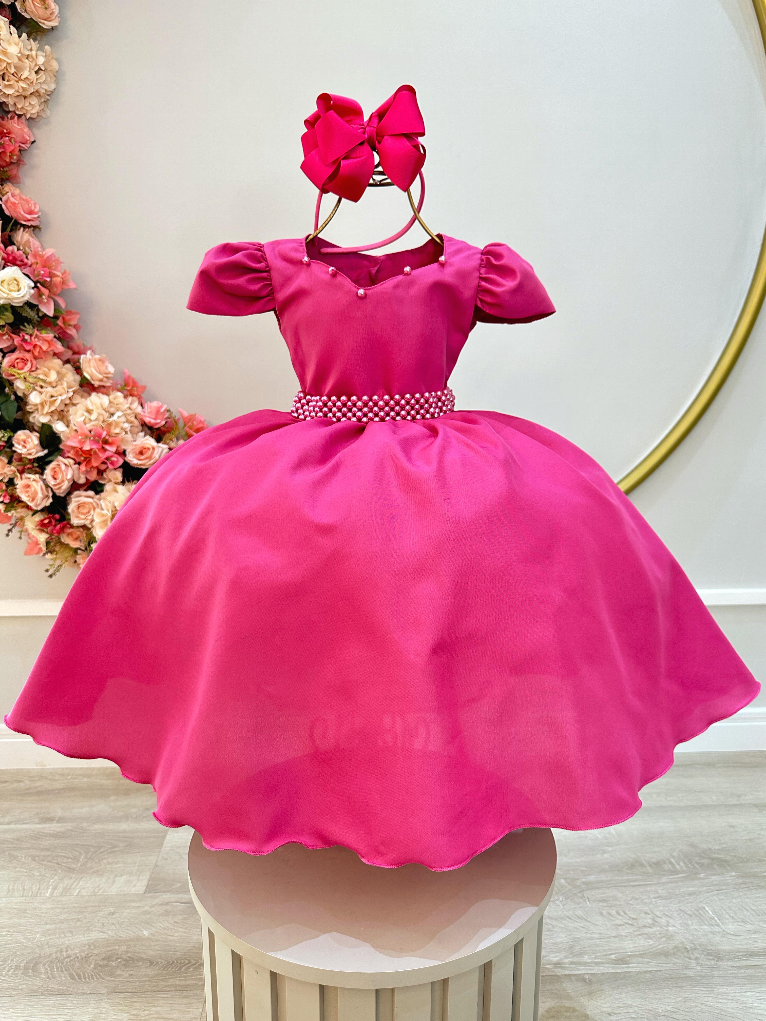 Vestido Infantil Pink Perola Coração