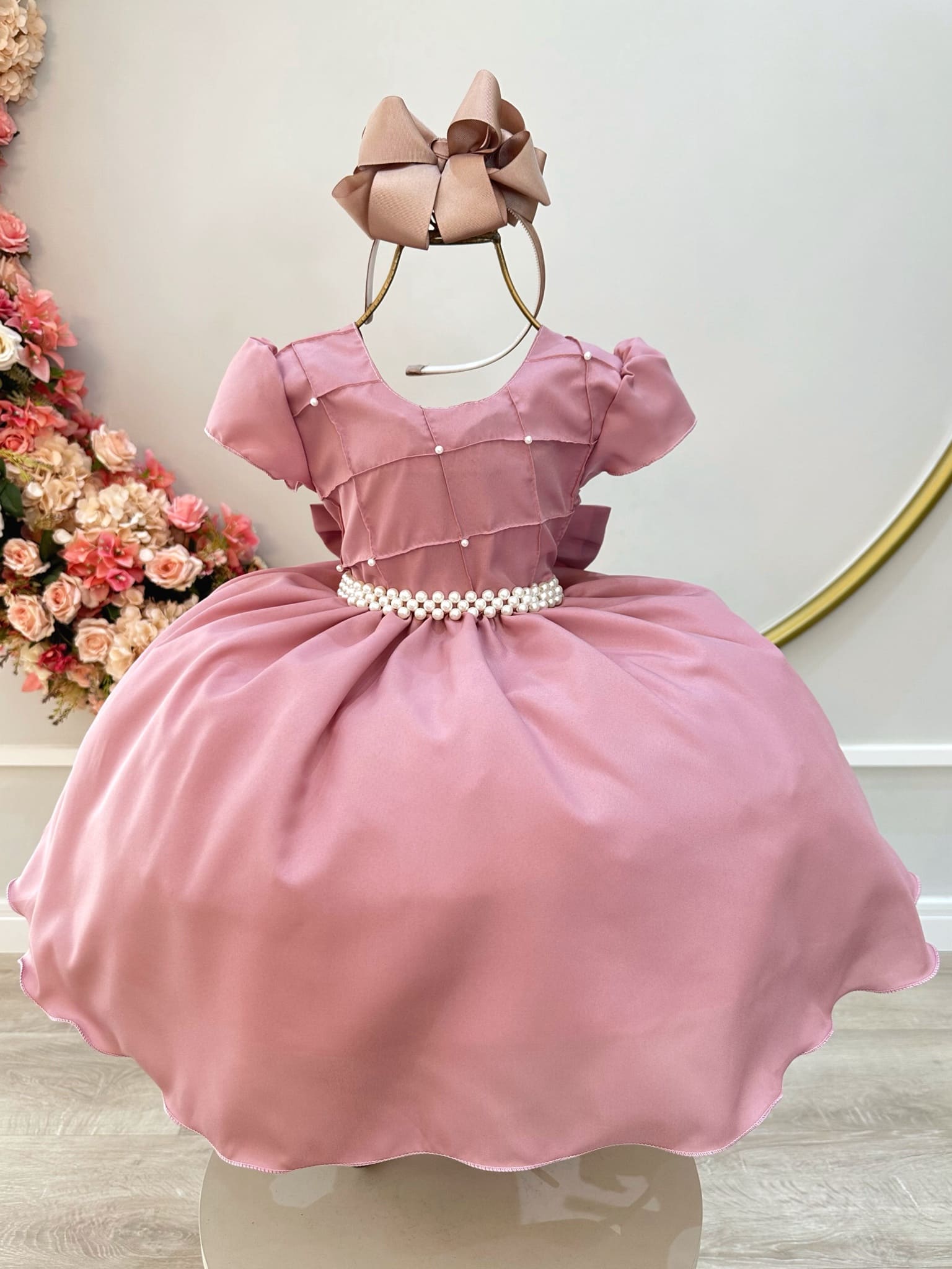 Vestido Infantil Rosa Seco Nervura