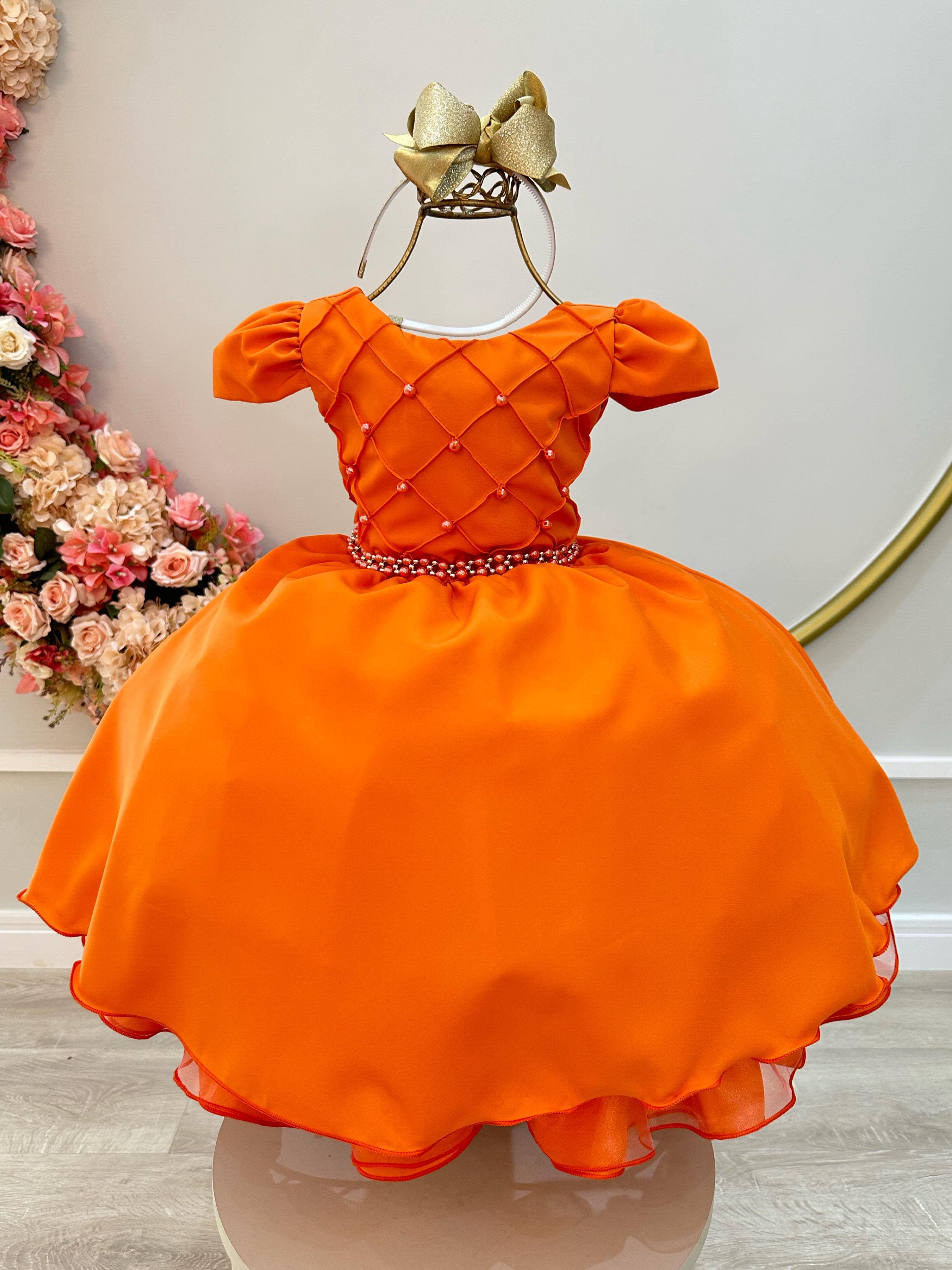 Vestido Infantil Terracota Nervura