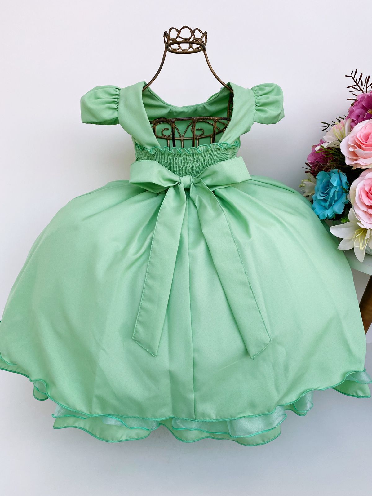Vestido Infantil Verde Menta Tiana - Louyse Rodrigues