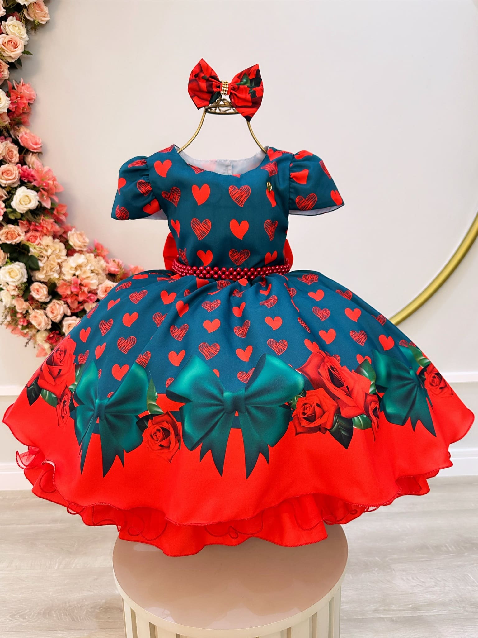 Vestido Infantil Verde Natal Moda Evangelica