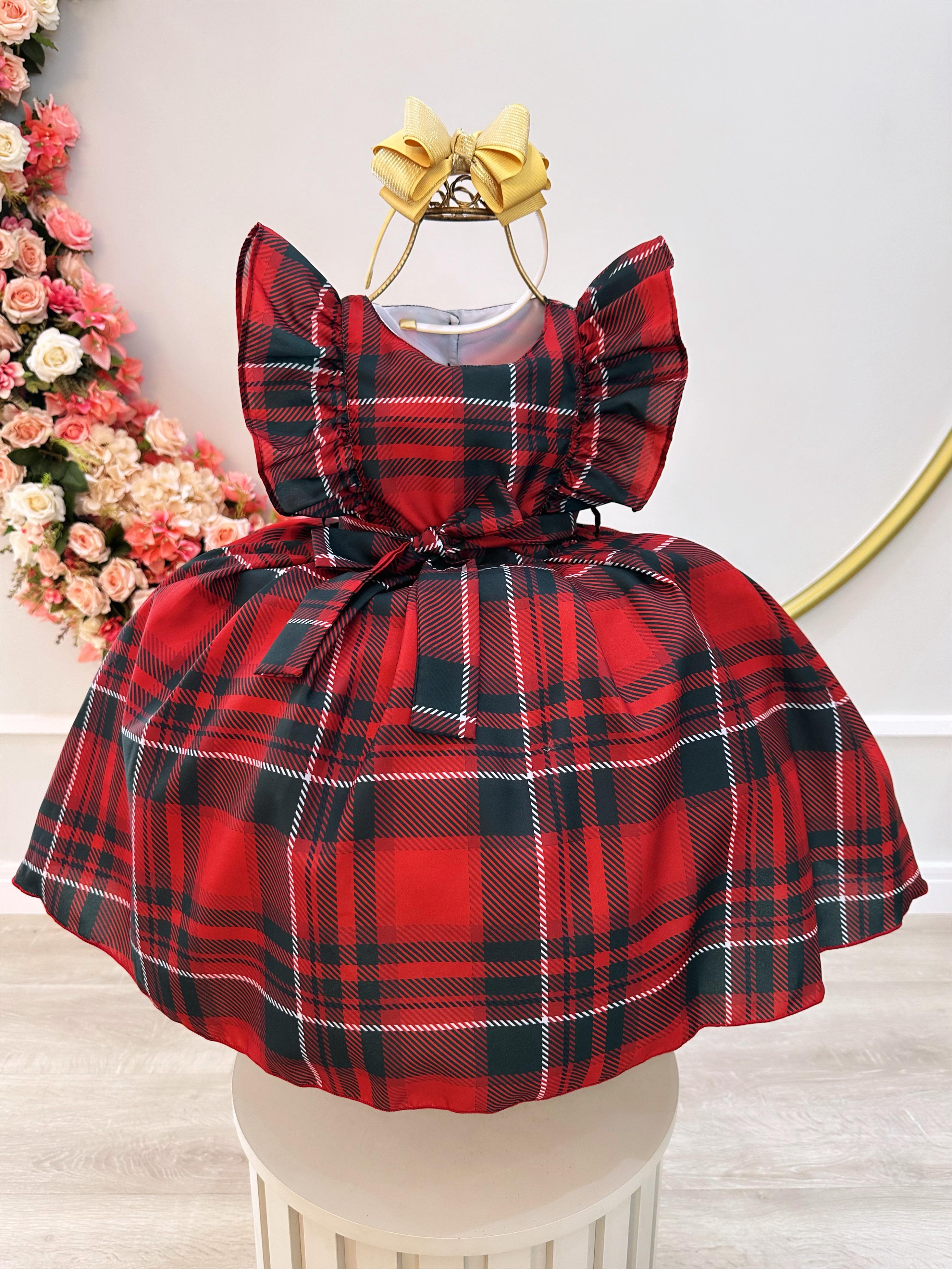 Vestido Infantil Xadrez Coração