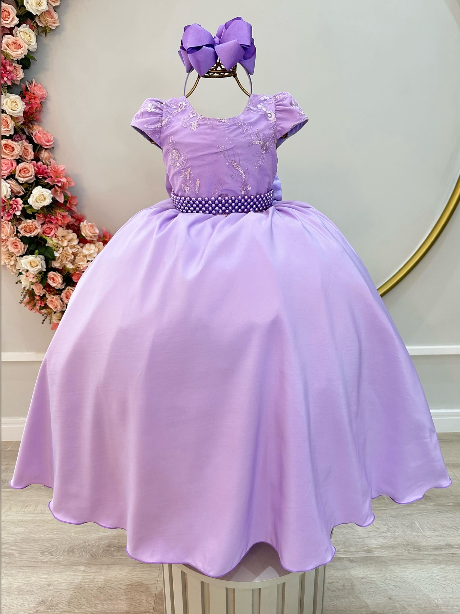 Vestido Lilas Lavanda Longo Infantil