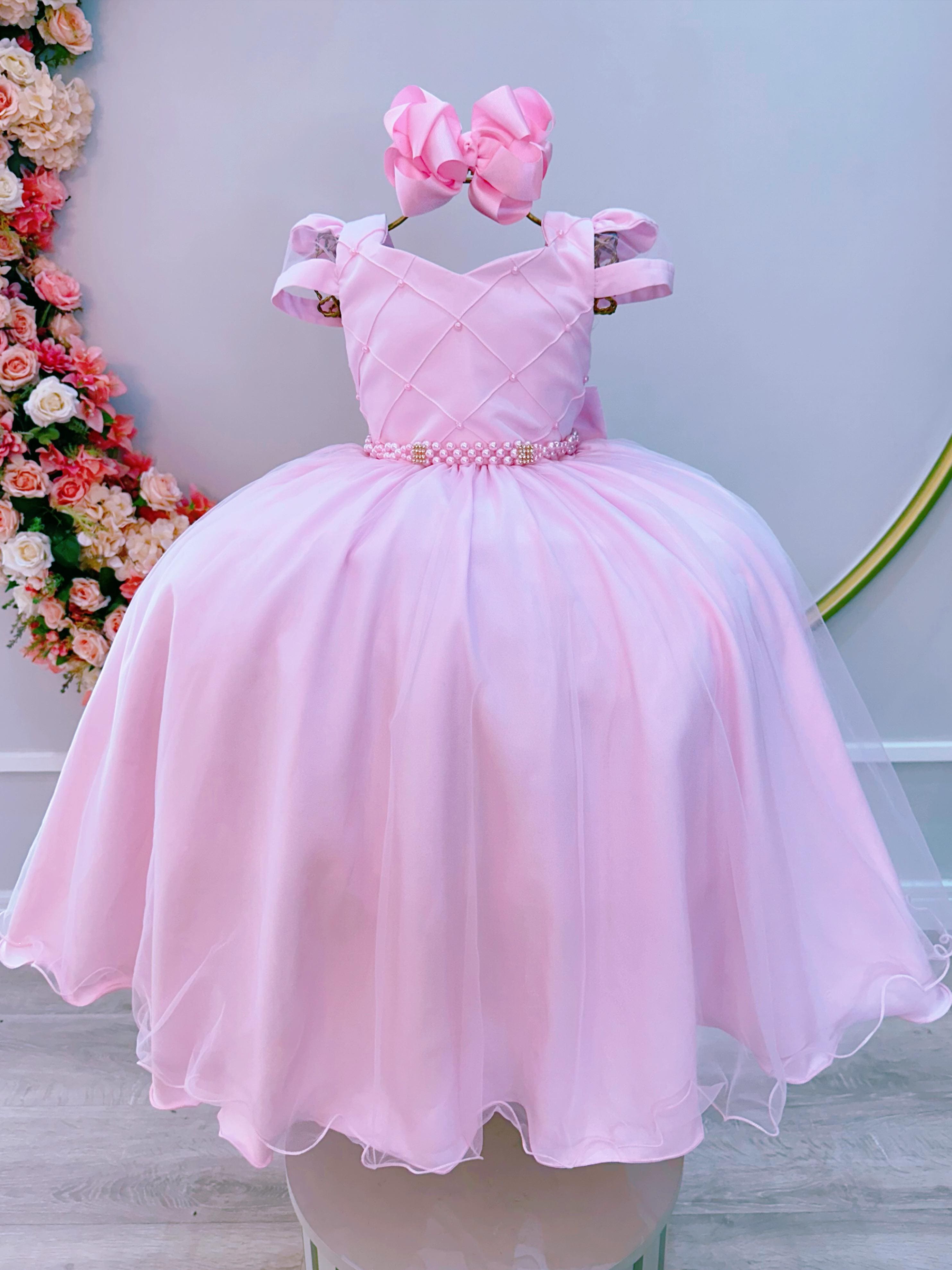 Vestido Longo Infantil Rosa Bebê