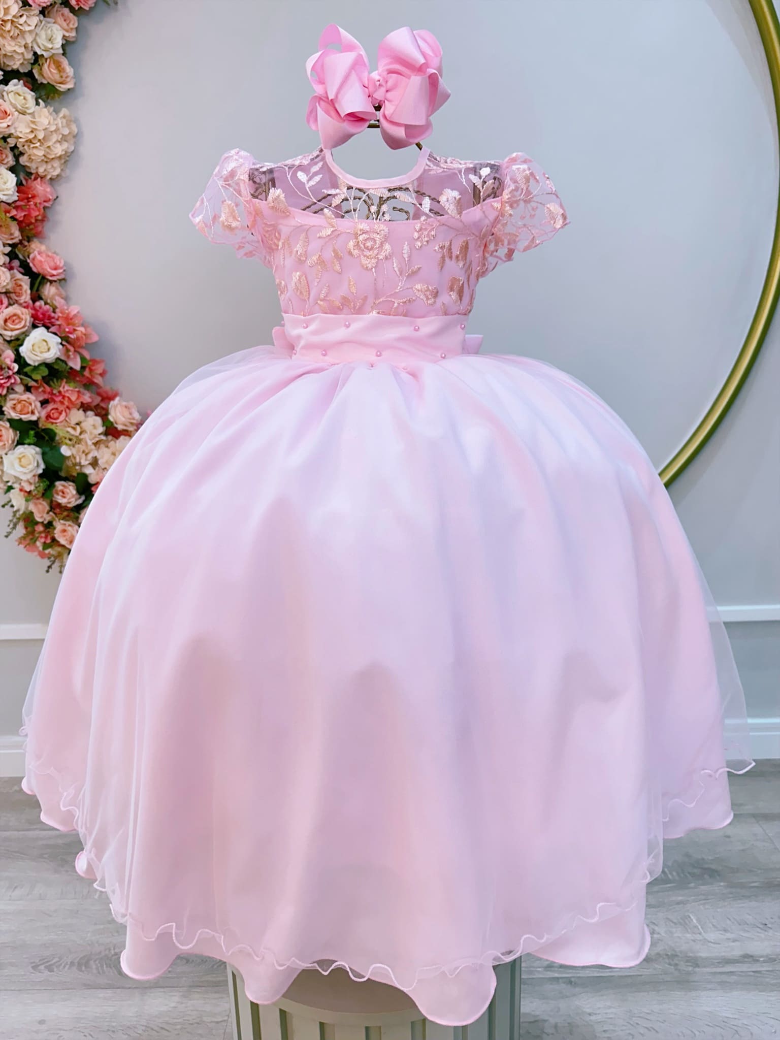 Vestido Rosa Infantil Longo